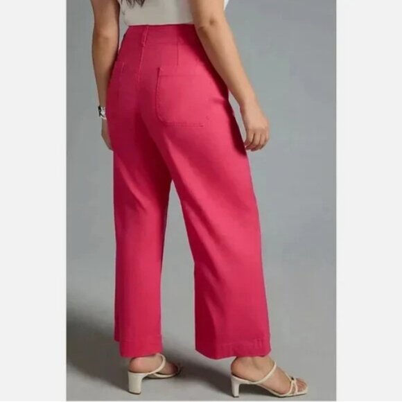 Anthropologie Maeve The Colette Linen Blend Crop Wide-Leg Pants 18W NWT Pink 18 - Picture 2 of 6